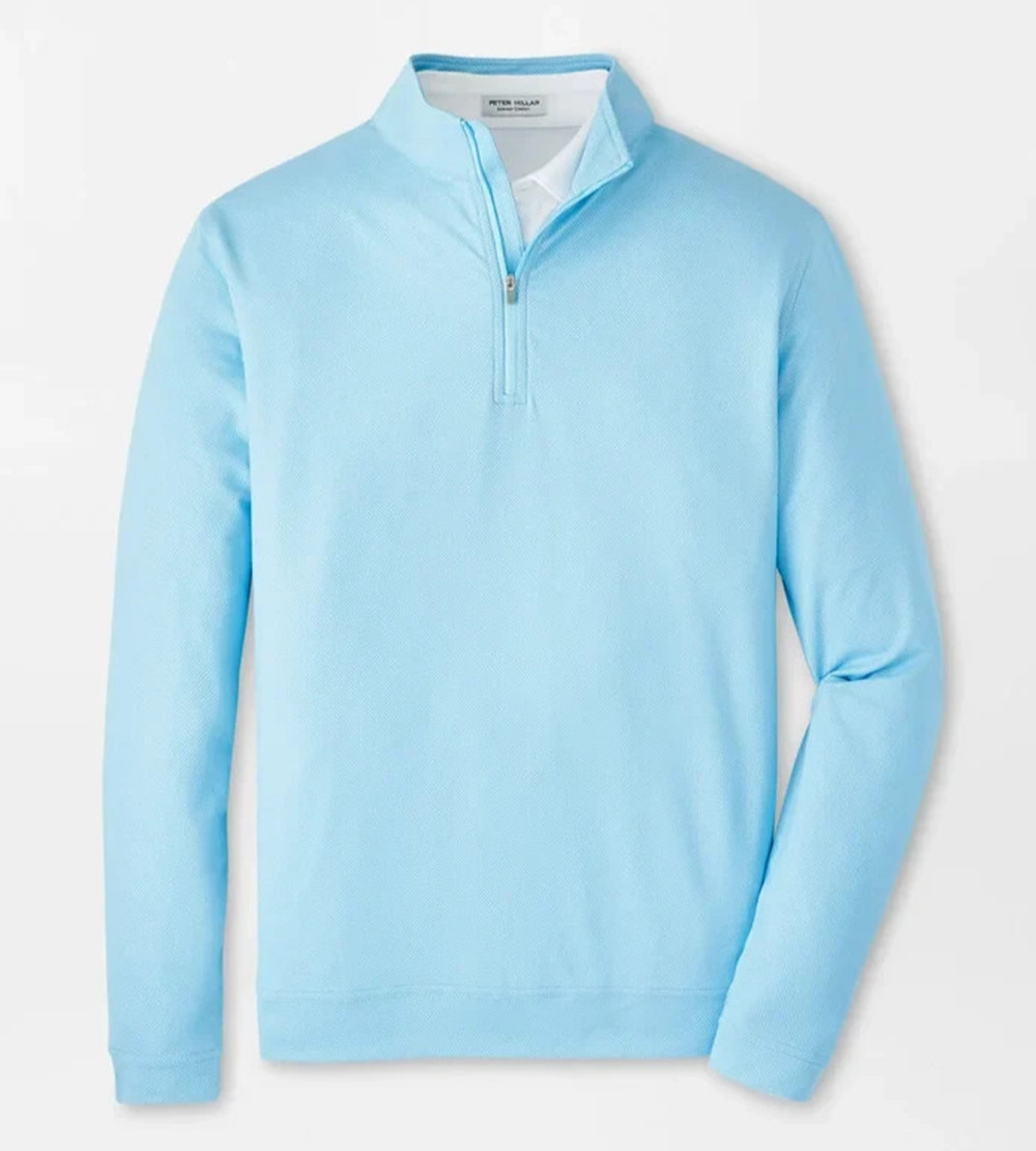 Peter Millar XL Crown Sport Perth Diamond Print Quarter Zip Pullover Seaport Blu